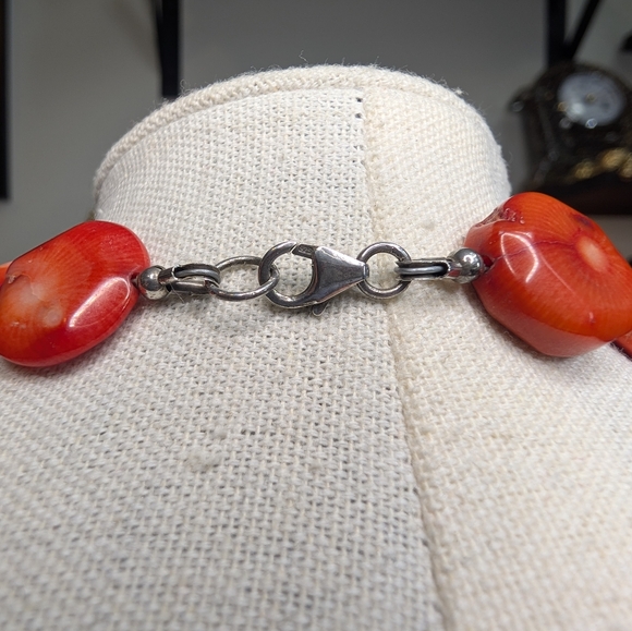 Vintage Sterling & Coral Necklace - Picture 8 of 12